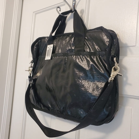 NWT LeSportsac Black Patent Technofile Laptop Travel Bag, lightweight - Picture 3 of 10